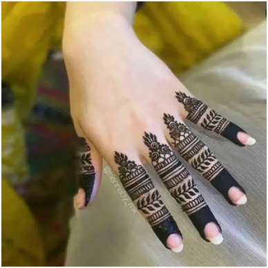 Elegant Mehndi Design For Fingers